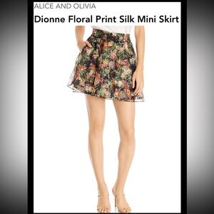 Alice + Olivia Dionne Black Floral Silk Mini skirt Size 4 NEW WITH TAGS R$275